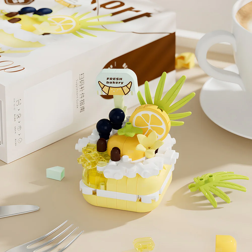 Sobremesa festa bolo blocos de construção cozimento rolo suíço quebra-cabeça construção diy modelo crianças brinquedos presentes aniversário