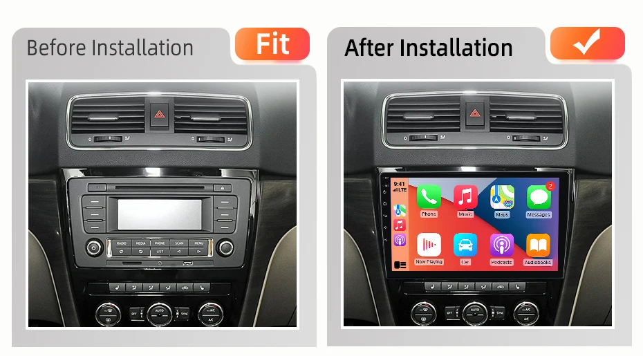 AWESAFE Kabelloses CarPlay Android Auto Radio für SKODA Yeti 5L 2009 2010 2011-2014 Auto-Intelligentes System RDS GPS FM BT DSP SWC – Detail 2