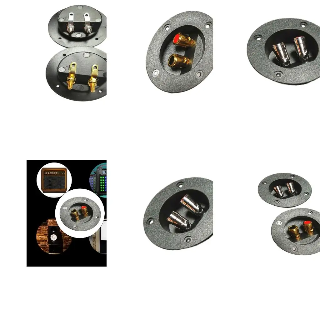  2 Way Speaker Box Clamp, DIY Home Car Stereoes Binding Post Round Spring Cup Connectors Speaker Junction Box Back Panel