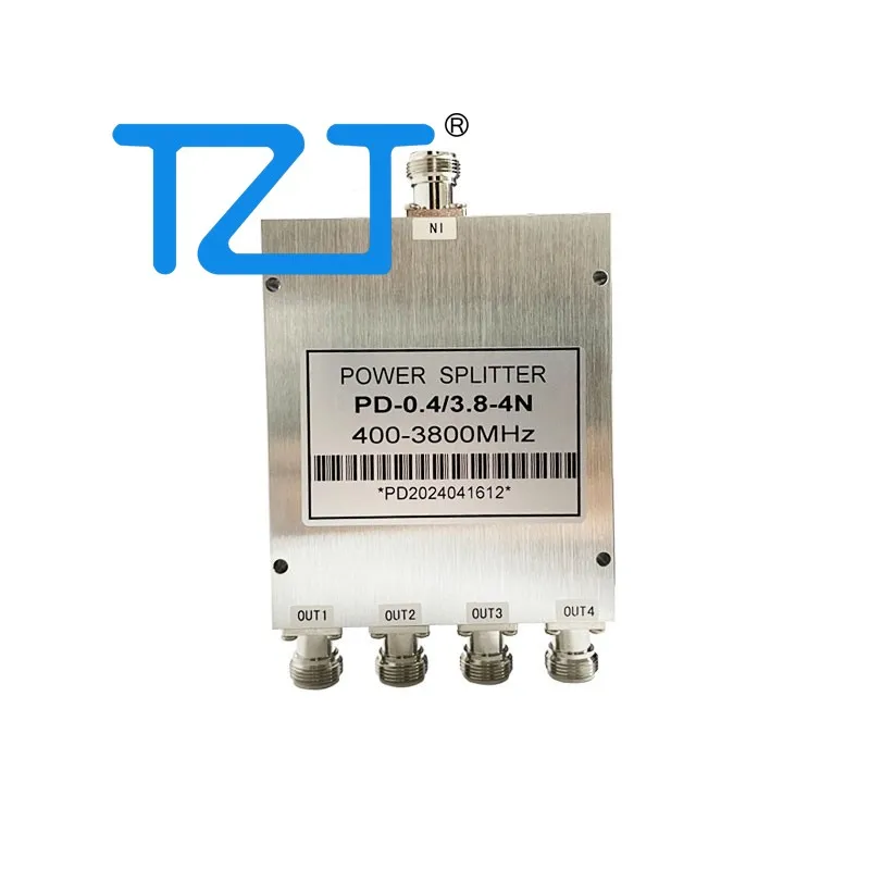 

TZT PD-0.4/3.8-4N 400-3800MHz Power Splitter 4-Way Microstrip Power Divider Combiner w/ N-Type Connector