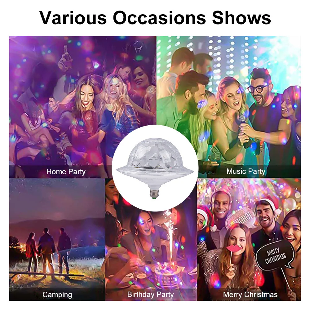 15 واط RGB LED مصباح المرحلة UFO كريستال الكرة ضوء الدورية لمبة الحفلات التحكم الصوتي الموسيقى إيقاع ل KTV عيد الميلاد ديسكو المنزل