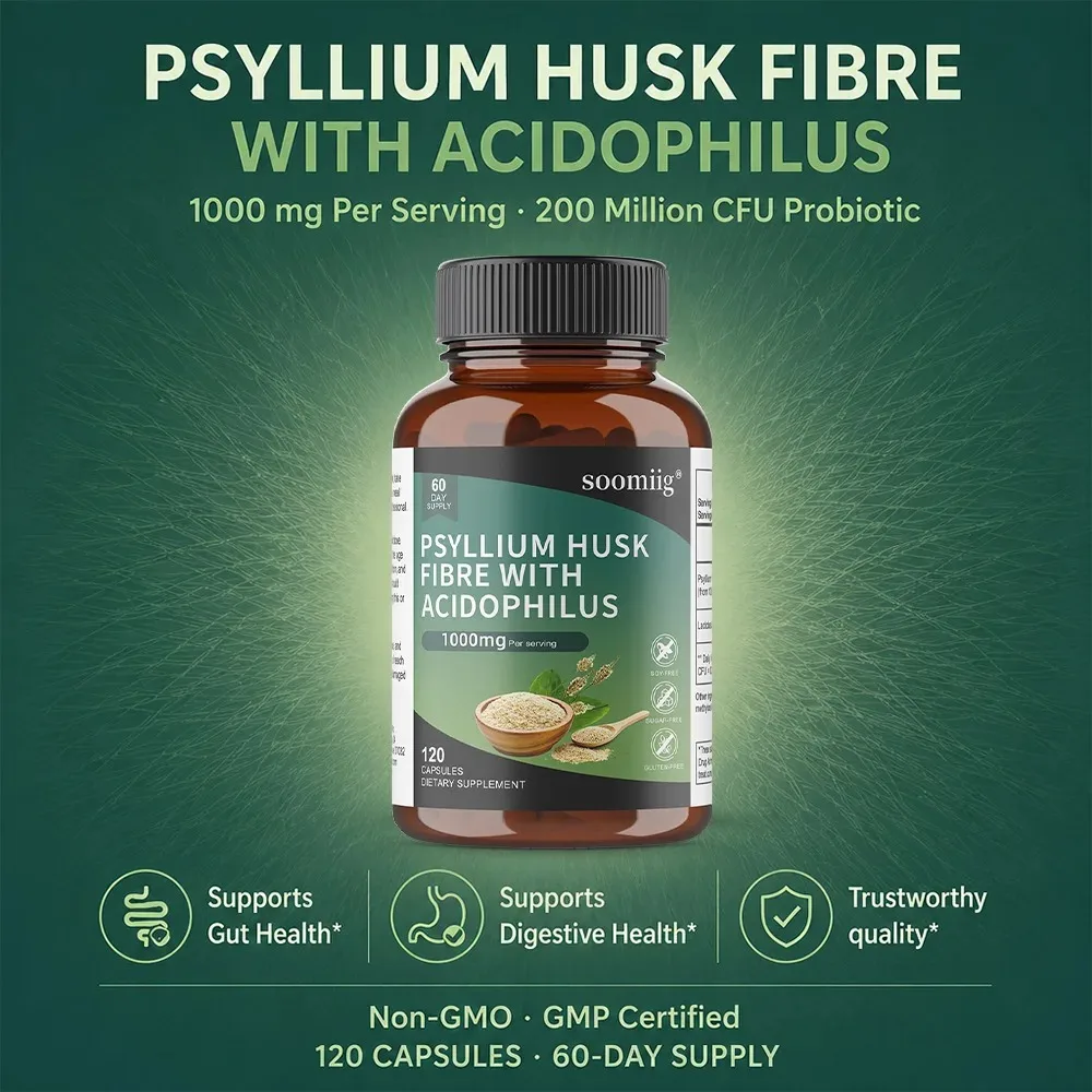 Psyllium Husk + Probiotics,  Support Gut Health, Digestive Health, Relieve Bloating, and Boost Immunity