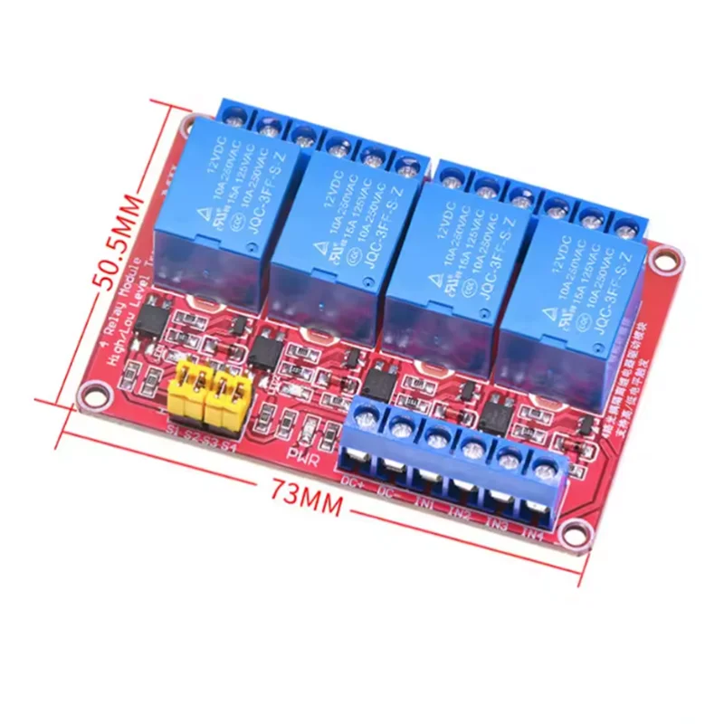 4 Channel 5V 12V 24V Relay Module Board Shield with Optocoupler Support High and Low Level Trigger for Arduino