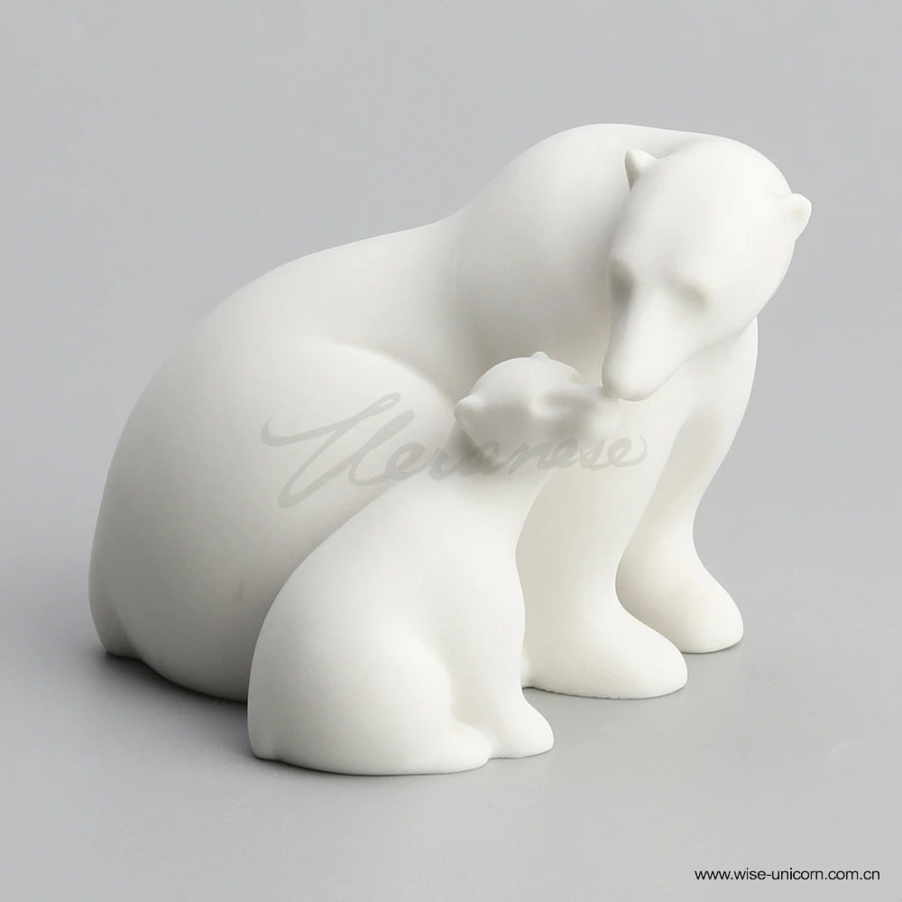 

Креативная керамическая матовая абстрактная фигурка медведя матери-ребенка, милые украшения животных, аксессуары для украшения дома, подарок