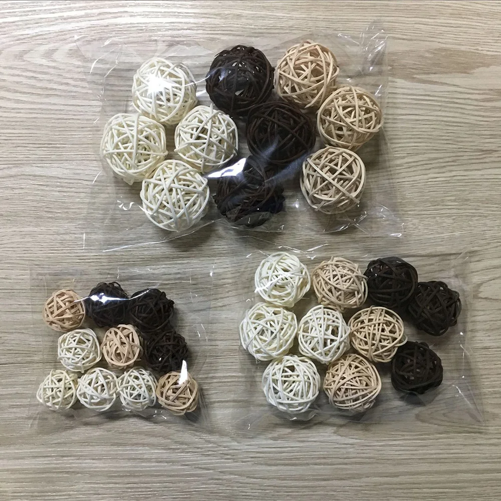 15PCS Multi-Size Tricolor Mixed Rattan Ball DIY Christmas Birthday Wedding Home Party Decoration Rattan Ball Material