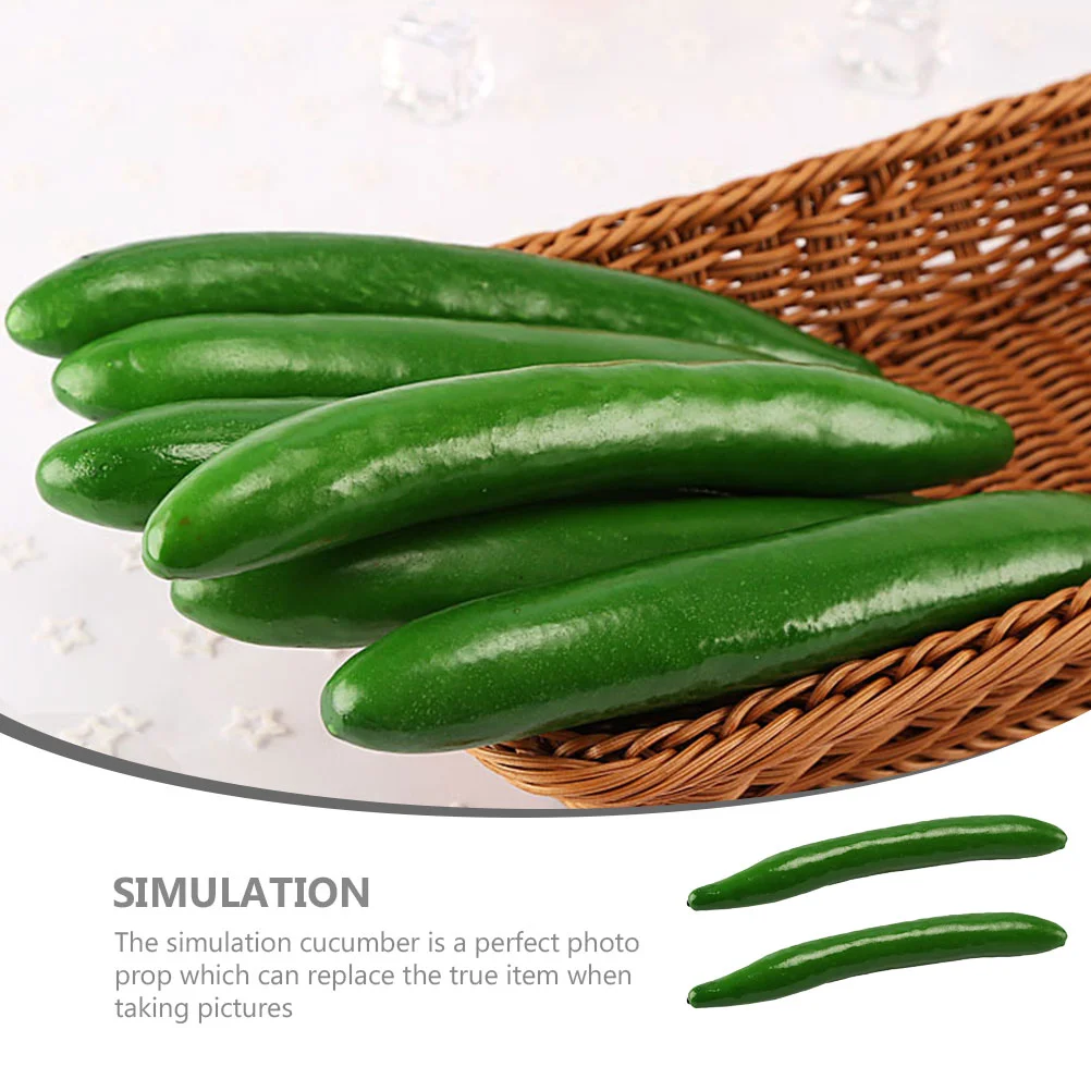 2 Pcs Simulation Cucumber Lifelike Model Food Shop Decor Cucumbers Decorate Photo Props Foam Artificial Green