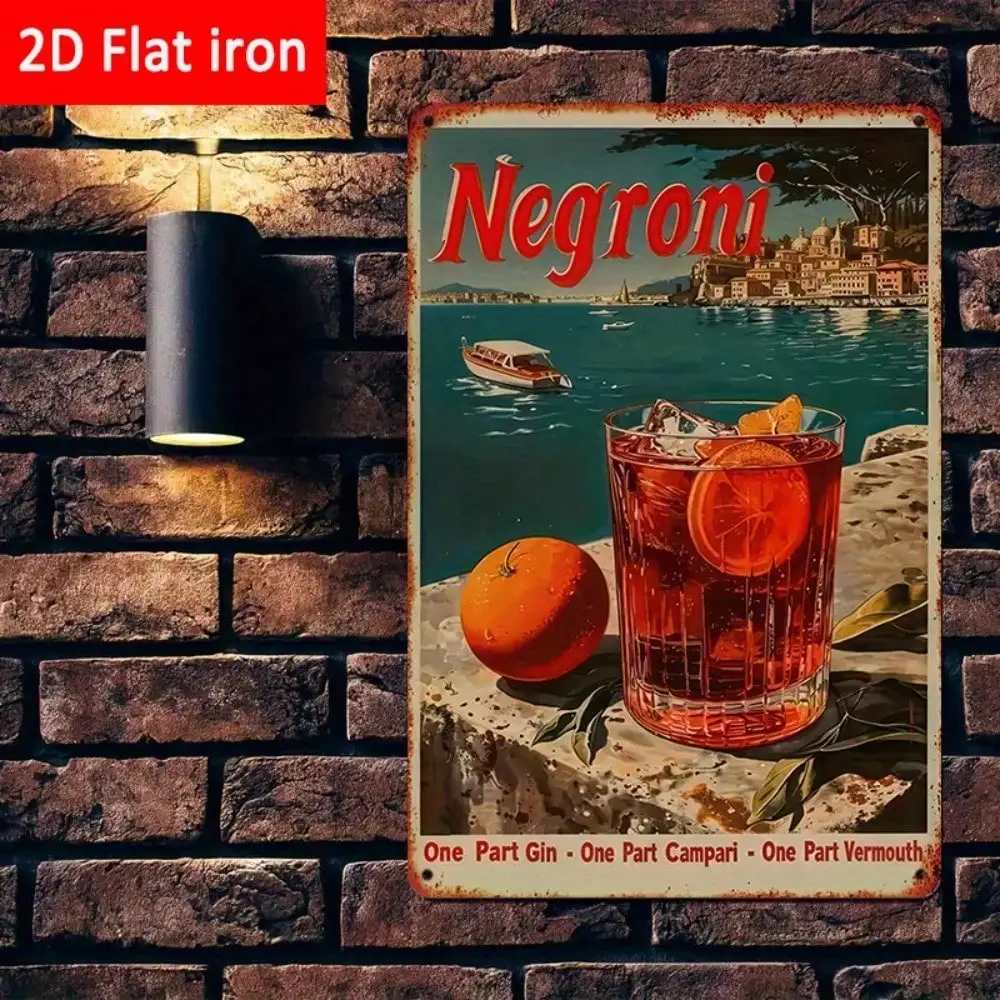 Letrero de hojalata Negroni Cocktail, bar Vintage/decoración del hogar, receta de bebida Retro, 8x12 pulgadas/20x30 Cm, 1 ud.