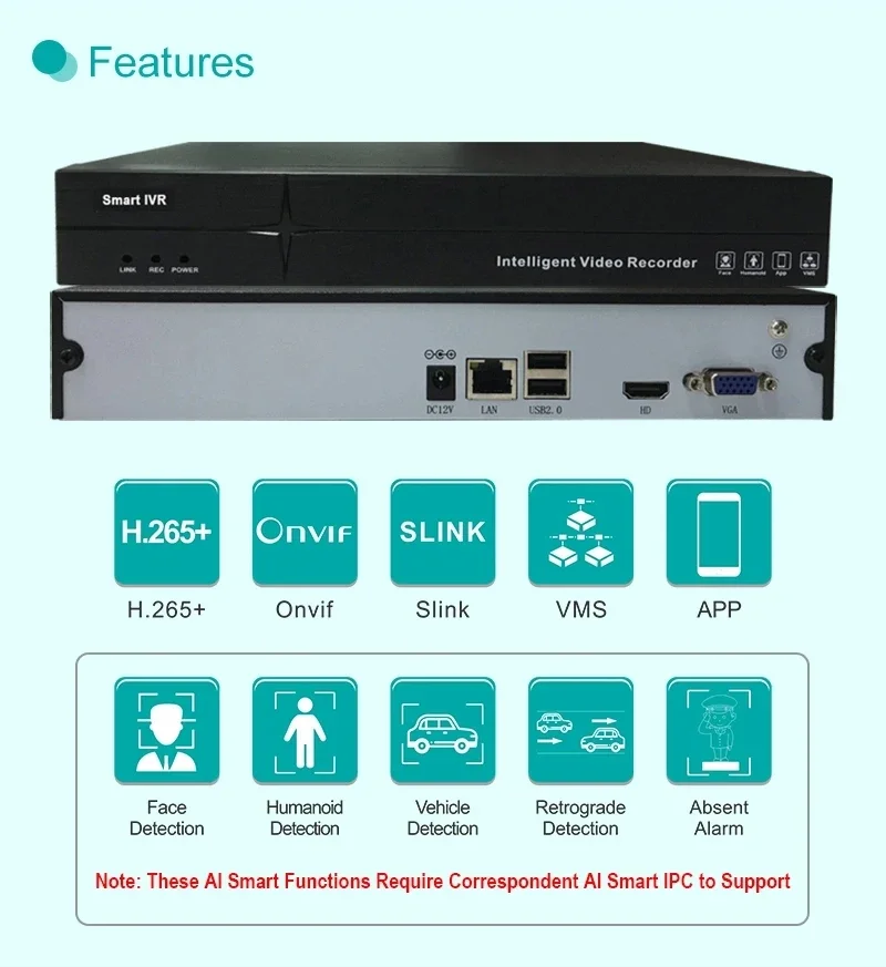 Fsan 64-Channel POE 4K Network Video Recorder CCTV Security Camera NVR With 4HDD Storage