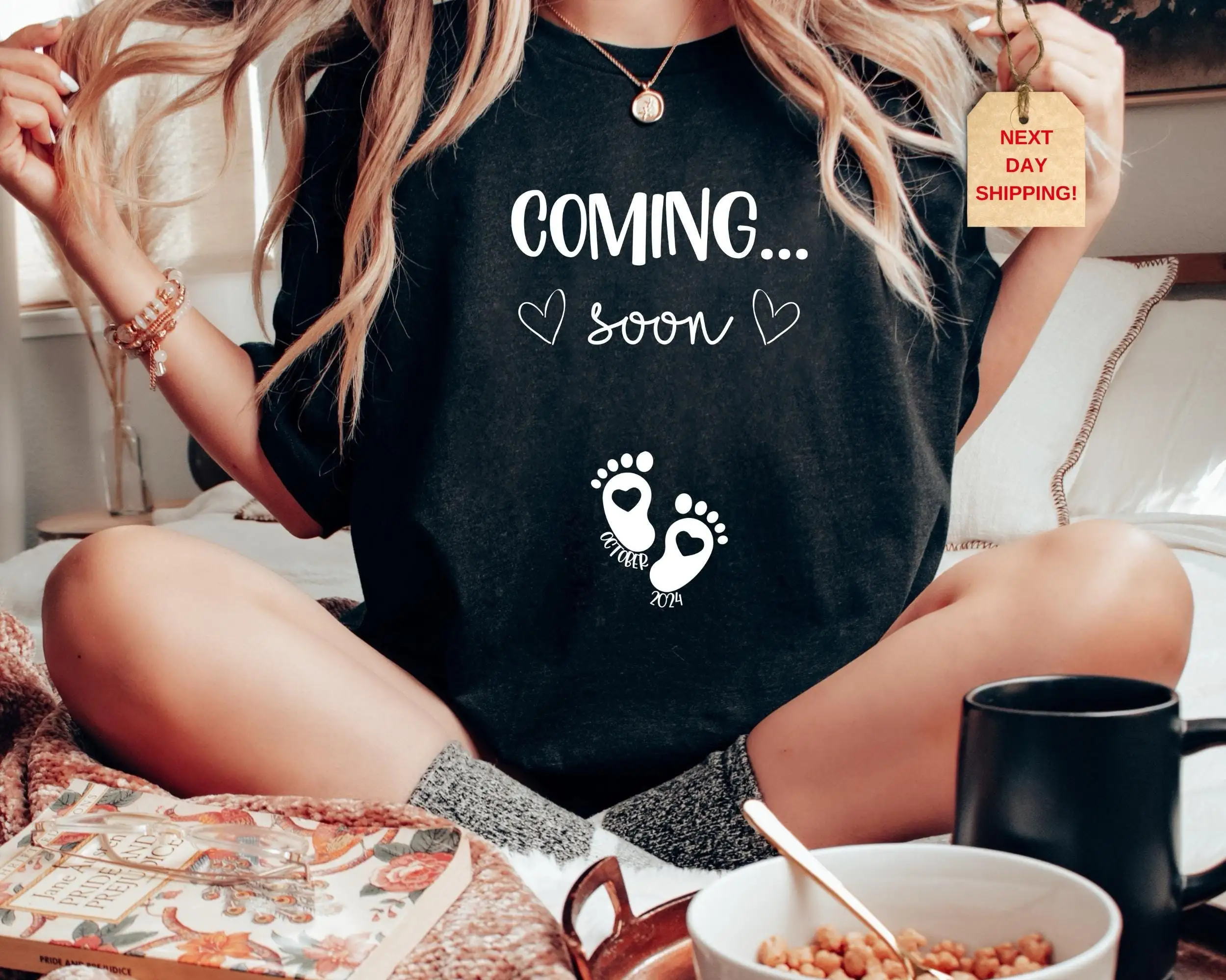 Coming Soon Pregnancy Announcement Shirt: Expecting Mom Tee Gift T-shirt