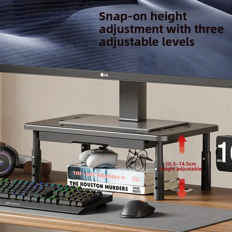 Monitor Heightening Rack, Computer desktop Screen Holder, Raised desktop Storage Base, Desk Storage with Drawers