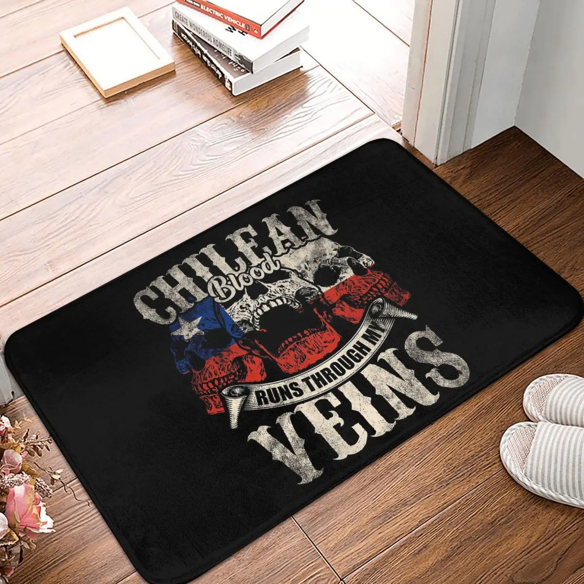 

Chilean Flag Blood Flows Through My Veins Anti-slip Doormat Floor Mat Carpet Rug for Kitchen Entrance Home Bedroom Footpad Mats