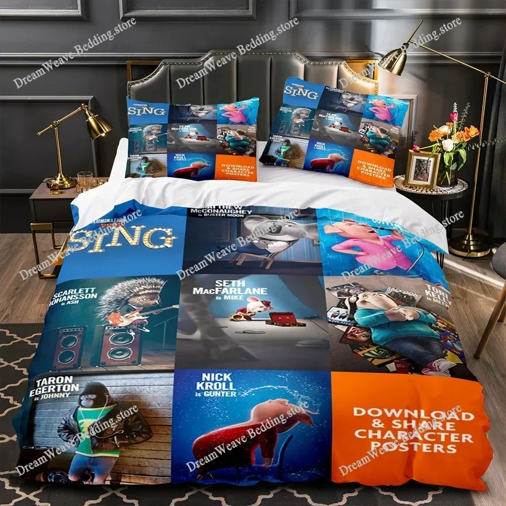 New Sing 2 Bedding Set Single Twin Full Queen King Size Bed Set Adult Kid Bedroom Duvet Cover Sets 3D Print Game AnimeFQH