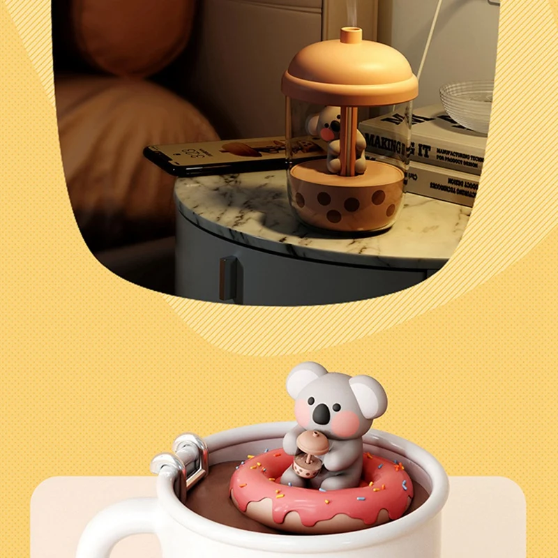 1 Pcs New Cute Koala Milk Tea Cup Humidifier High Fog Household Small Portable Desktop USB Mini Perfume