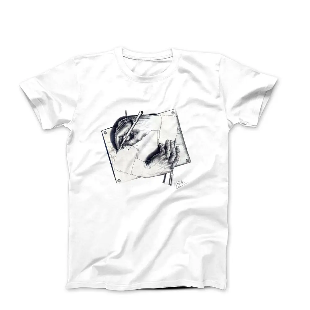 M.C. Escher Drawing Hands (1948) Art T-shirt High Quality 100%Cotton Short Sleeve