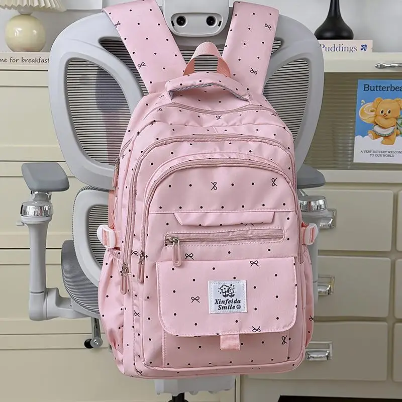 Lightweight Sweet Candy Colored  Knot School Bag for Girls Suitable for Junior And High School Students Versatile Ba...
