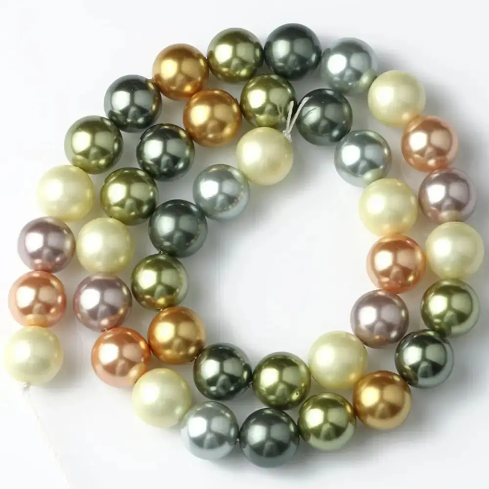 Green Orange Shell Pearl Beads Natural Round Loose Spacer Finding Beads For Jewelry Making Diy Necklace Bracelet 6/8/10/12mm