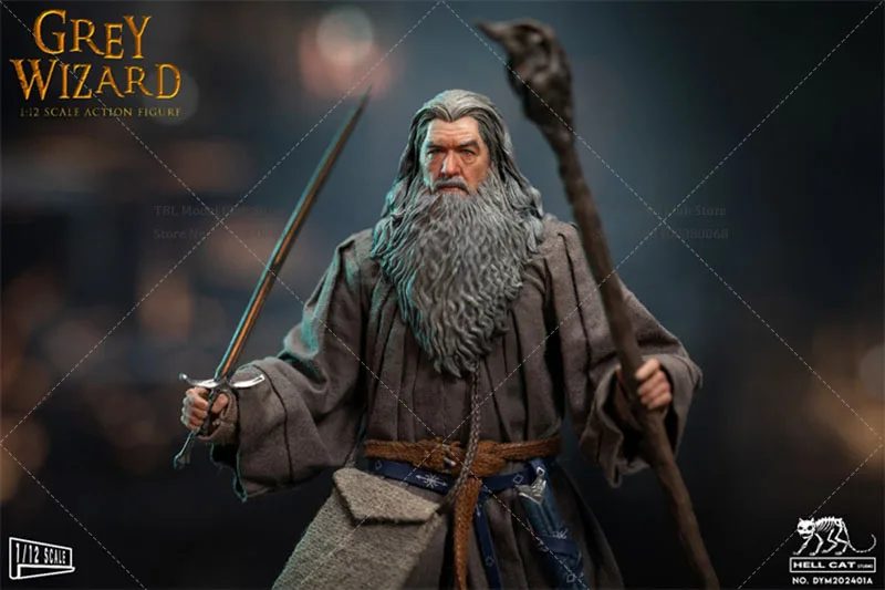 In Stock DYM202401 1/12 Scale Collectible Grey Robe Wizard 6-inch Male Soldier Action Figure Model Toy for Hobby Gifts