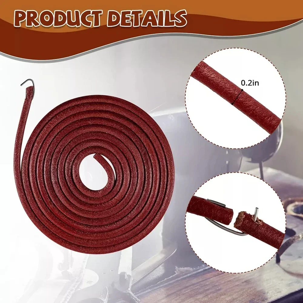 1Pc 183cm Leather Belt Treadle Parts With Hook For Singer Sewing Machine 3/16\