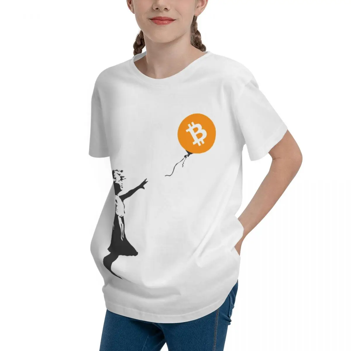 HODL Bitcoin (BTC) Balloon Girl Cryptocurrency S Top quality Travel Teenagers Basic Short Sleeve T-Shirt Harajuku Tees Humor