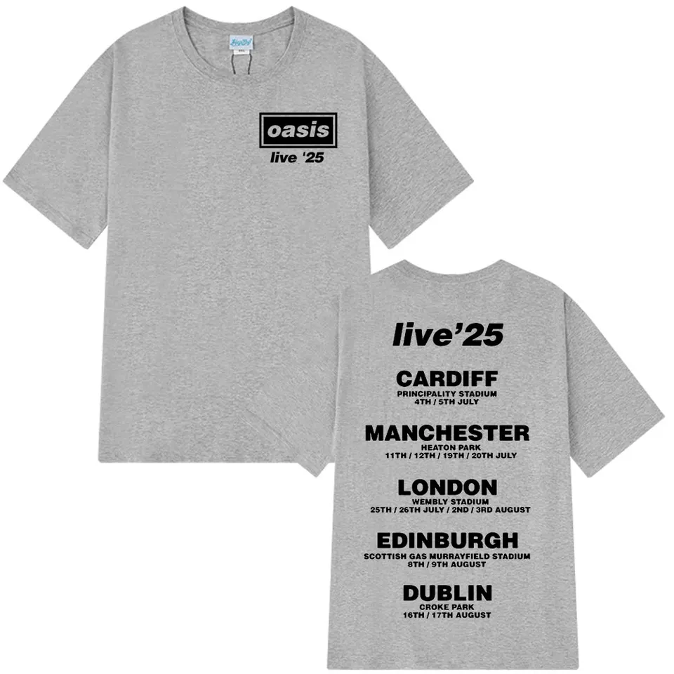 O-Oasis Live 25 Tour T-Shirt Men's Cotton Casual Print