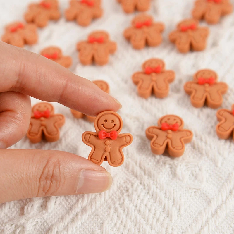 10/20pcs Christmas Gingerbread Man Charms Ornaments Resin Gingerbread Figurine DIY Xmas Tree Pendants Home Decor Jewelry Making