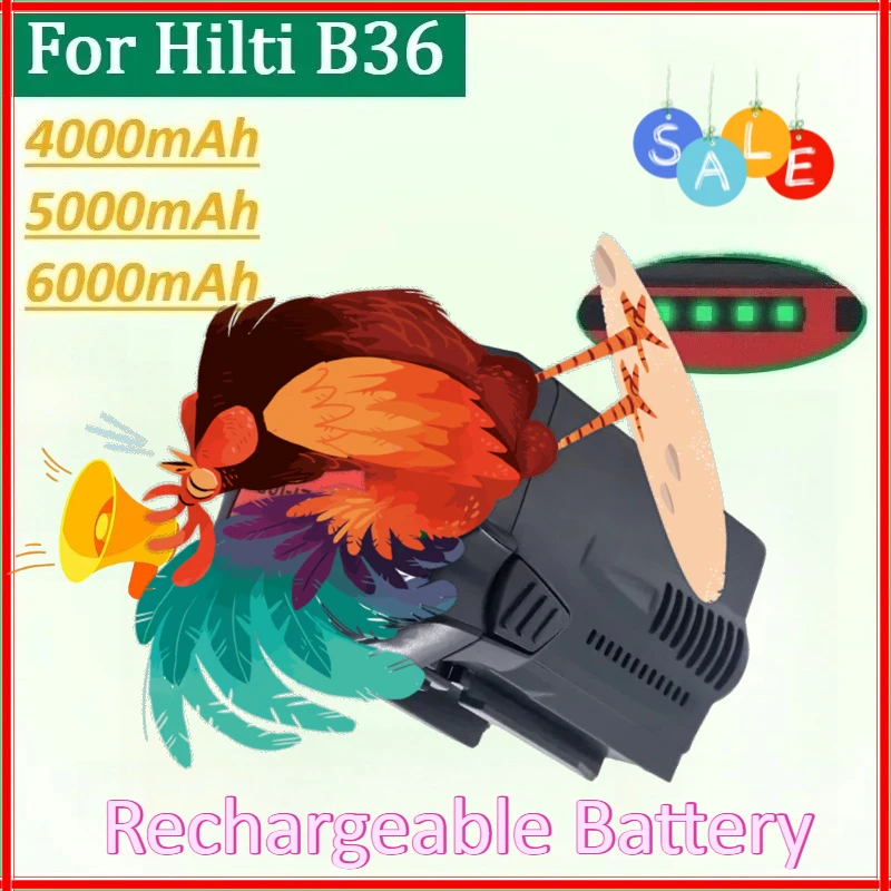 Новый литий-ионный аккумулятор для электрической дрели Hilti 36 В, 6000 мАч, электрическая пластина, ручная перезаряжаемая сменная модель 3,9 B36/B 36/6,0 B36 Новый литий-ионный аккумулятор для электрической дрели Hilti 36 В, 6000 мАч, электрическая пластина, ручная перезаряжаемая сменная модель 3,9 B36/B 36/6,0 B36