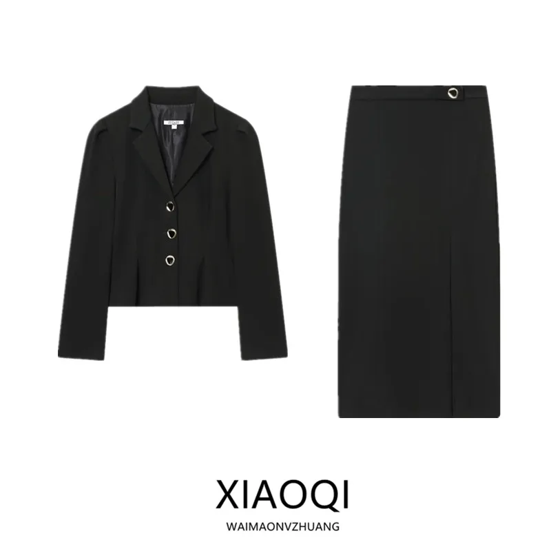 

Women's Faion Suit Set with Bubble Sves High Waist Skirt And Jaet Autumn Collection 2025 Waist-Cinching Design