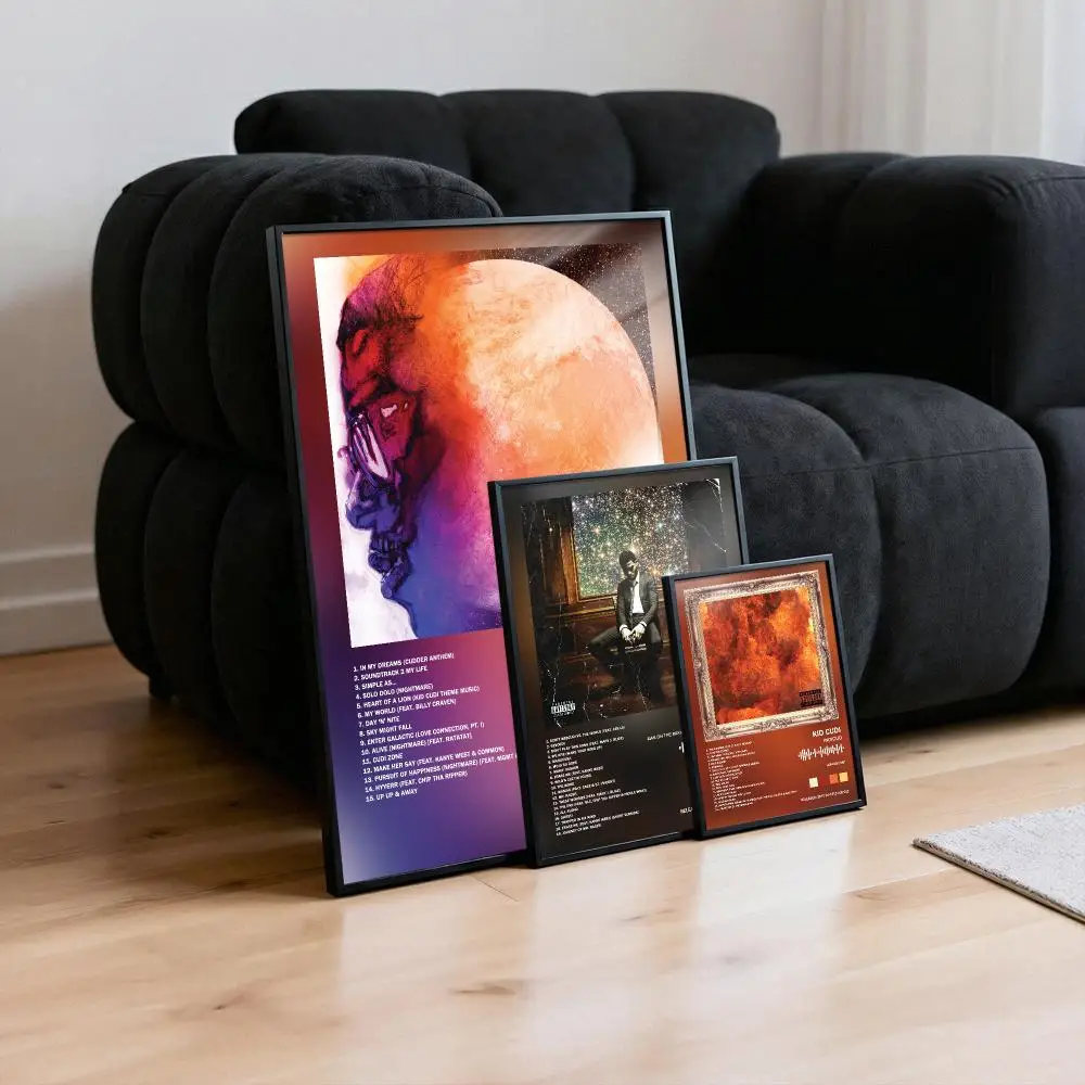 Kid Cudi Poster Peelable Self-Adhesive Album Cover Poster Stickers, Frameless Wall Art for Singer Band Pop Rap Bedroom