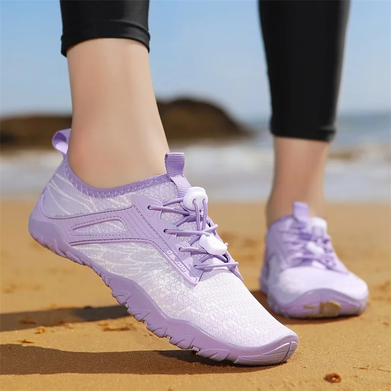 

Фиолетовые быстросохнущие аквашузы для мужчин и женщин: Нескользящие пляжные кроссовки для плавания, дайвинга и бассейна