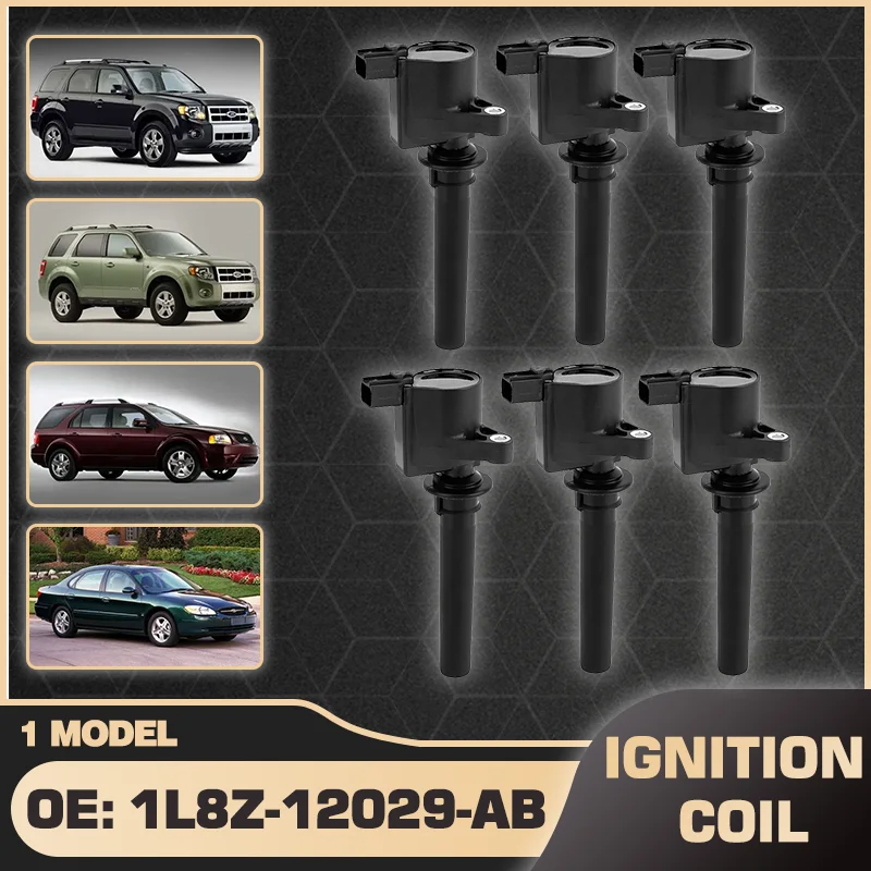 Bobina de encendido de 1/6 Uds para Ford Escape Ford Escape híbrido Ford Cinco cien Ford Freestyle Ford Taurus 1L8Z-12029-AB 1L8U12A366AA