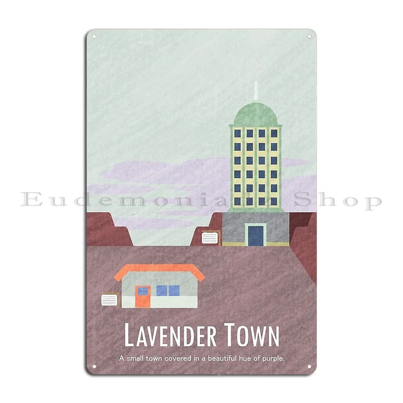 Kanto Towns Lavender Town Metal Plaque Poster Garage Iron  Mural Kitchen Cinema Tin Sign Poster