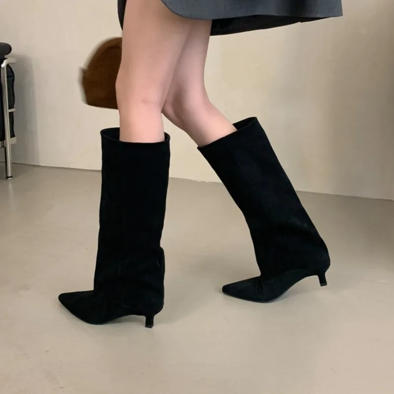 2026 Trend Designer Retro Stilettos Women's Modern Boots New Autumn and Winter Pointed Over-the-knee Slim Shoes Zapatos De Mujer image 3