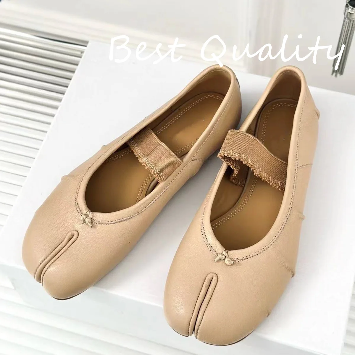 2024 New Women's Genuine Leather Loafers Splitting Toes Shoe Ballet Flat Shoes Single Shoes Luxury Quality