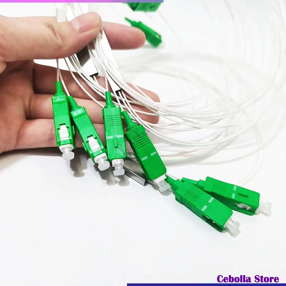 10pcs/lot 1X2 PLC Fiber Splitter SC/APC SM 0.9mm G657A1 connectFree 1m FTTH PLC splitter sc apc PVC free shipping