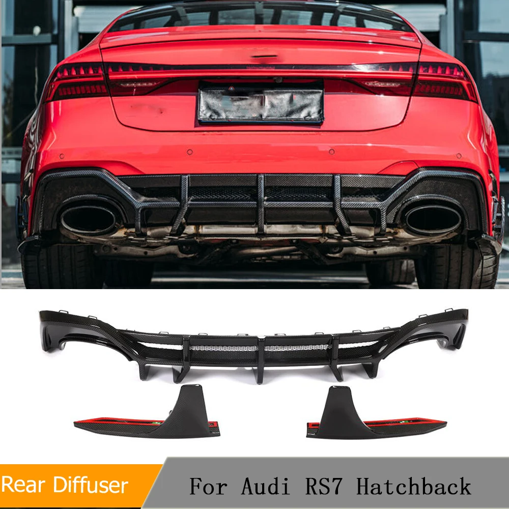 

Dry Carbon Rear Bumper Diffuser Lip Spoiler for Audi RS7 Sportback 2020 2021 Car Rear Bumper Diffuser Lip Spoiler Splitters 3PCS