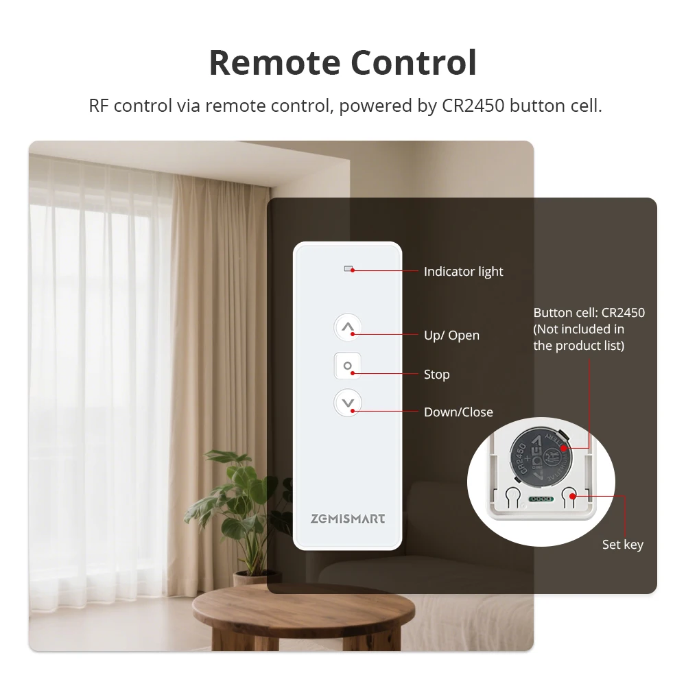 Zemismart มอเตอร์ม่านสไลด์ไร้สายอัจฉริยะ, มาพร้อมกับการติดตั้งง่ายรองรับ smartthings homekit Alexa Google Home