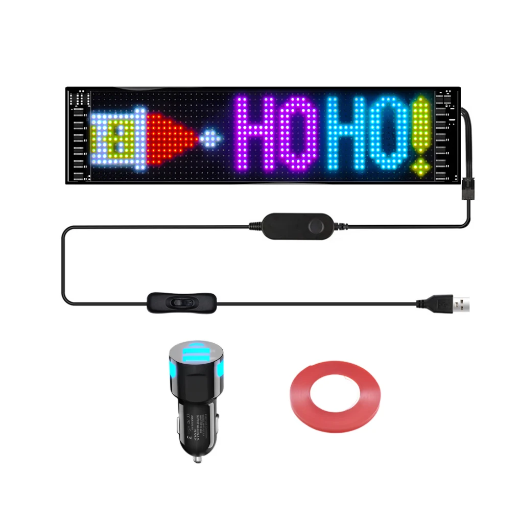 

Программируемая светодиодная вывеска для автомобиля с анимацией и прокруткой сообщений, управление через приложение