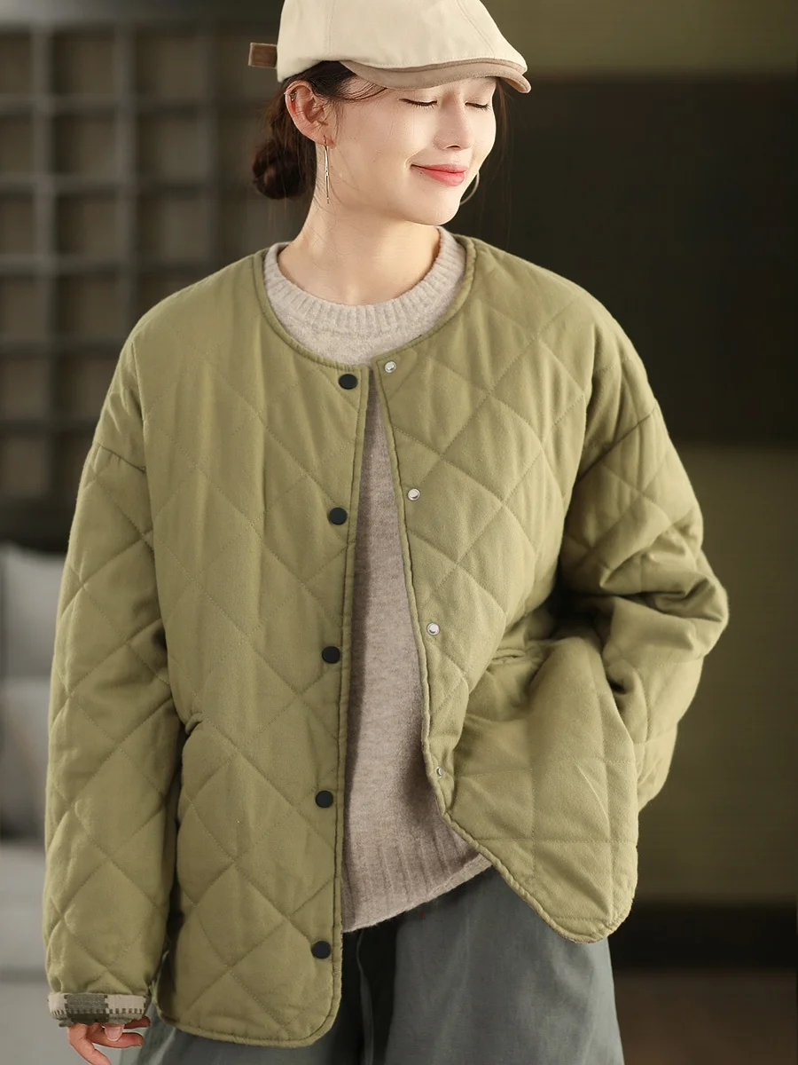 

Double-Sided Wear Plaid Thiened Cotton Jaet Winter 00 Cotton Warm Inter Cotton Coat Outerwear Ladies' Commute Sle