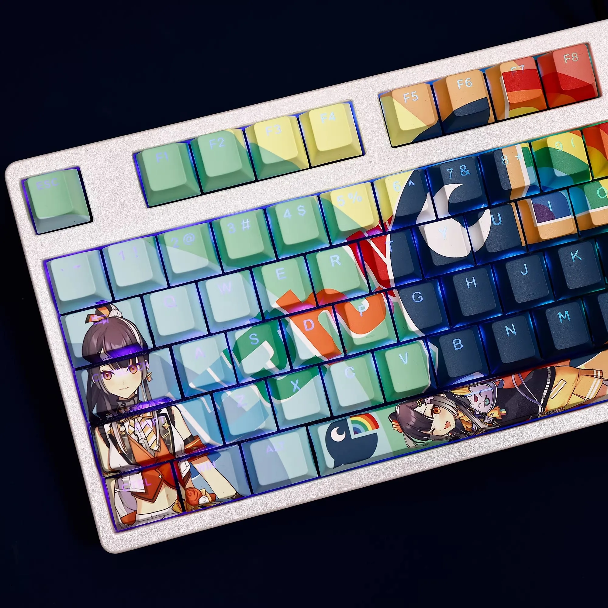 108 Keys/set VTuber Umise Yotsuha Keycap PBT Backlit Keycaps Cartoon Anime Gaming Key Caps For ANSI 61 87 104 108 Keyboard