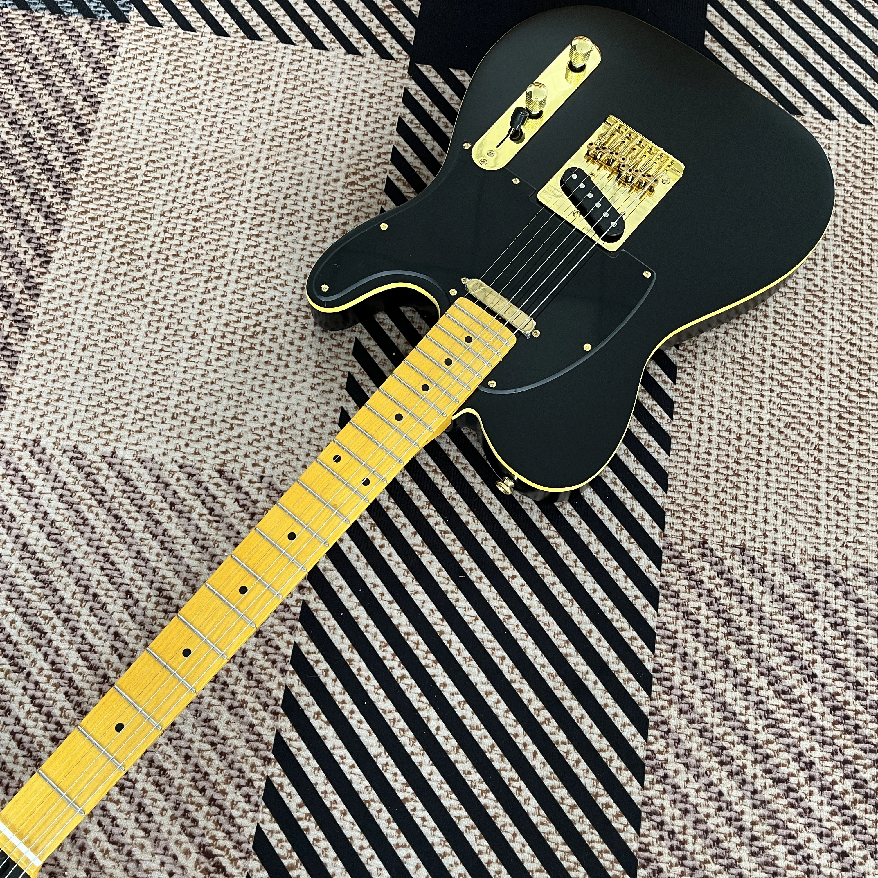 جيتار كهربائي Vicers TL، تشطيب رائع باللون الأسود غير اللامع، جسم الزيزفون، لوحة أصابع من خشب القيقب، أجهزة ذهبية، جيتار مكون من 6 أوتار #5