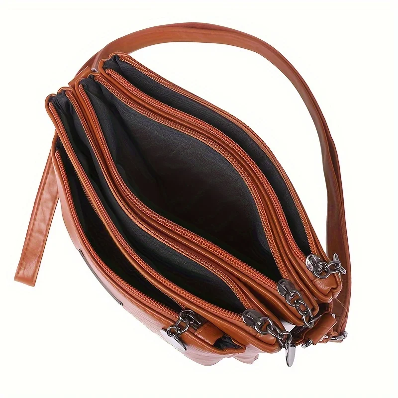 Casual Faux Leather Crossbody Bag, Large Capacity with Removable Strap, Zipper Closure Shoulder Purse for Various Occasions