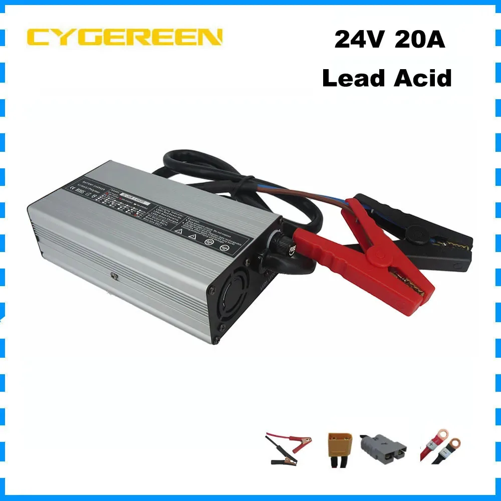 

24V 20A Lead Acid E-Bicycle Battery Fast Charger 24 Volt 28.8V 20A 100AH 200AH Solar System RV Ebike Forklift Golf Cart Charger