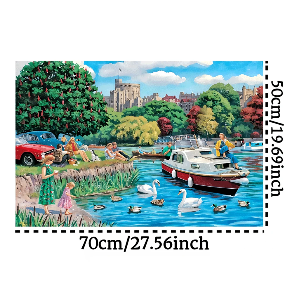 UK Castle River Leisure Scene Jigsaw Puzzle Adult Kids Travel Theme Intellectual Game Home Leisure Decorative Puzzle Toy