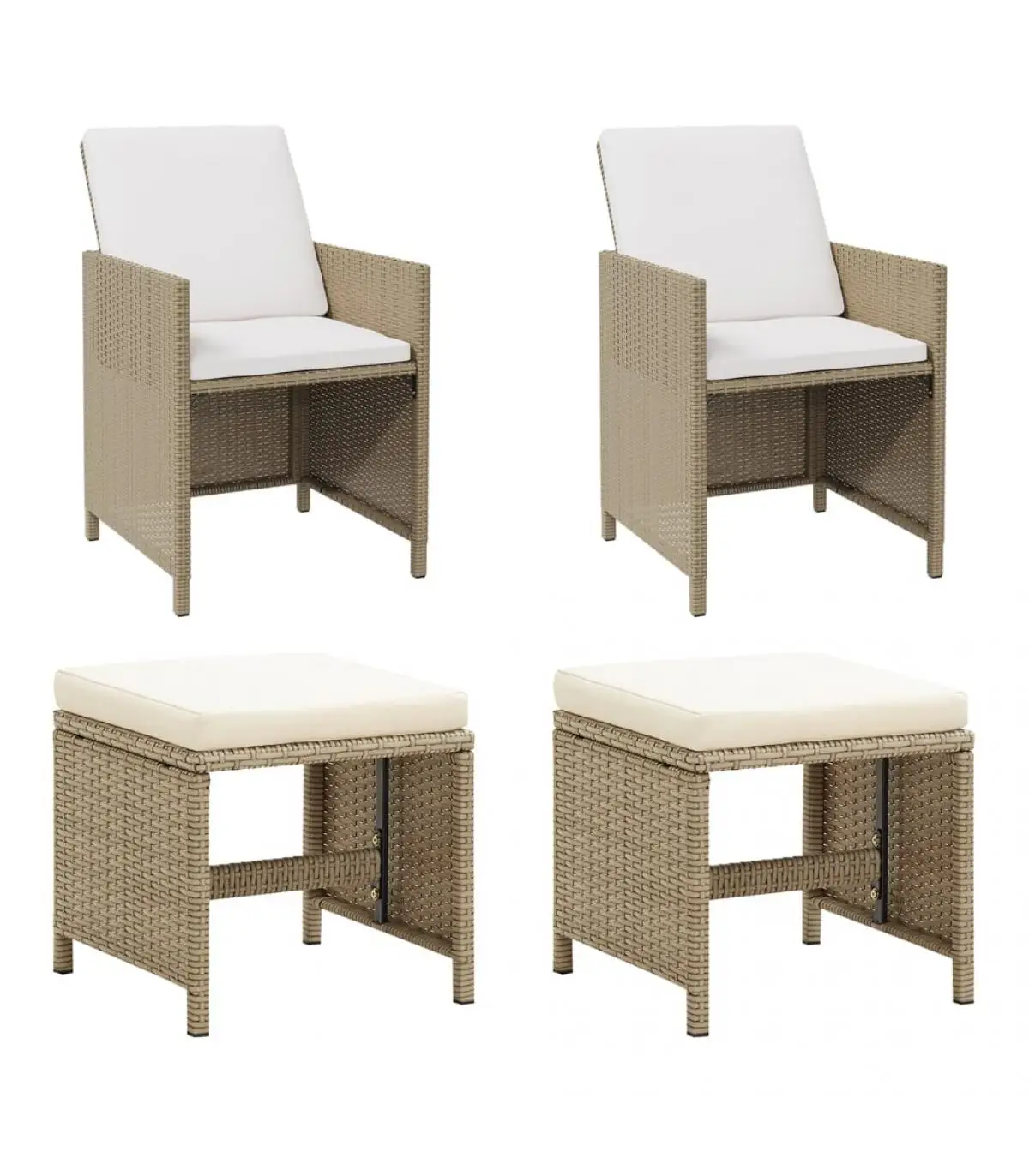 Garden chairs garden chairs with stools 2 pieces synthetic rattan beige