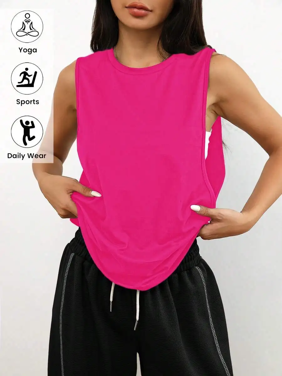 

Loose Sleeveless Pullover Top For Yoga Sports Daily Wear