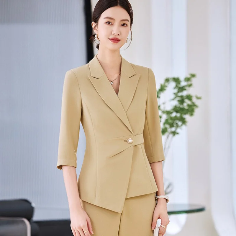 Black Suit Jacket for Women Spring and Autumn Fashion Beauty Salon Workwear High-End Business Temperament Goddess Temperament Su