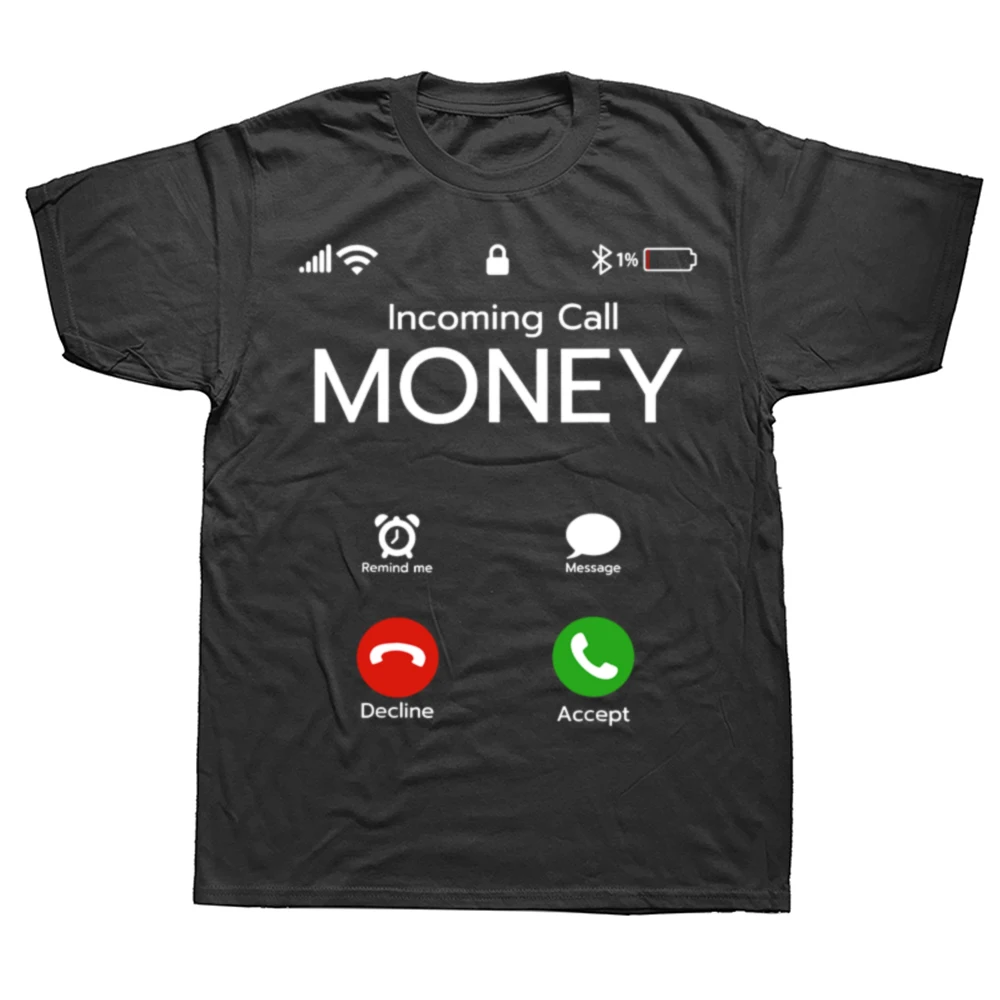 Lustiges „Money Is Calling“-T-Shirt mit Telefon-Design, grafisches T-Shirt für Herren und Damen, modisches, lässiges T-Shirt aus 100 % Baumwolle, lockeres, übergroßes T-Shirt – Detail 2
