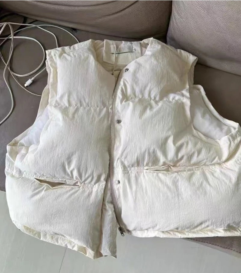 

Korean Fashion Women Winter Warm Cotton Padded Jacket Sleeveless Big Pockets Thick Vests for Women