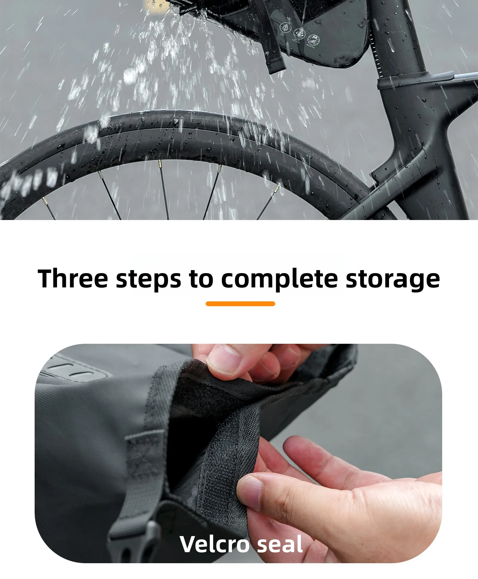 OFFBONDAGE Fahrrad-Satteltasche, wasserdicht, 15 l, großes Fassungsvermögen, Fahrradtasche, Radfahren, Hecktasche, MTB, faltbare Hecktasche, Fahrrad-Straßengepäck – Detail 8