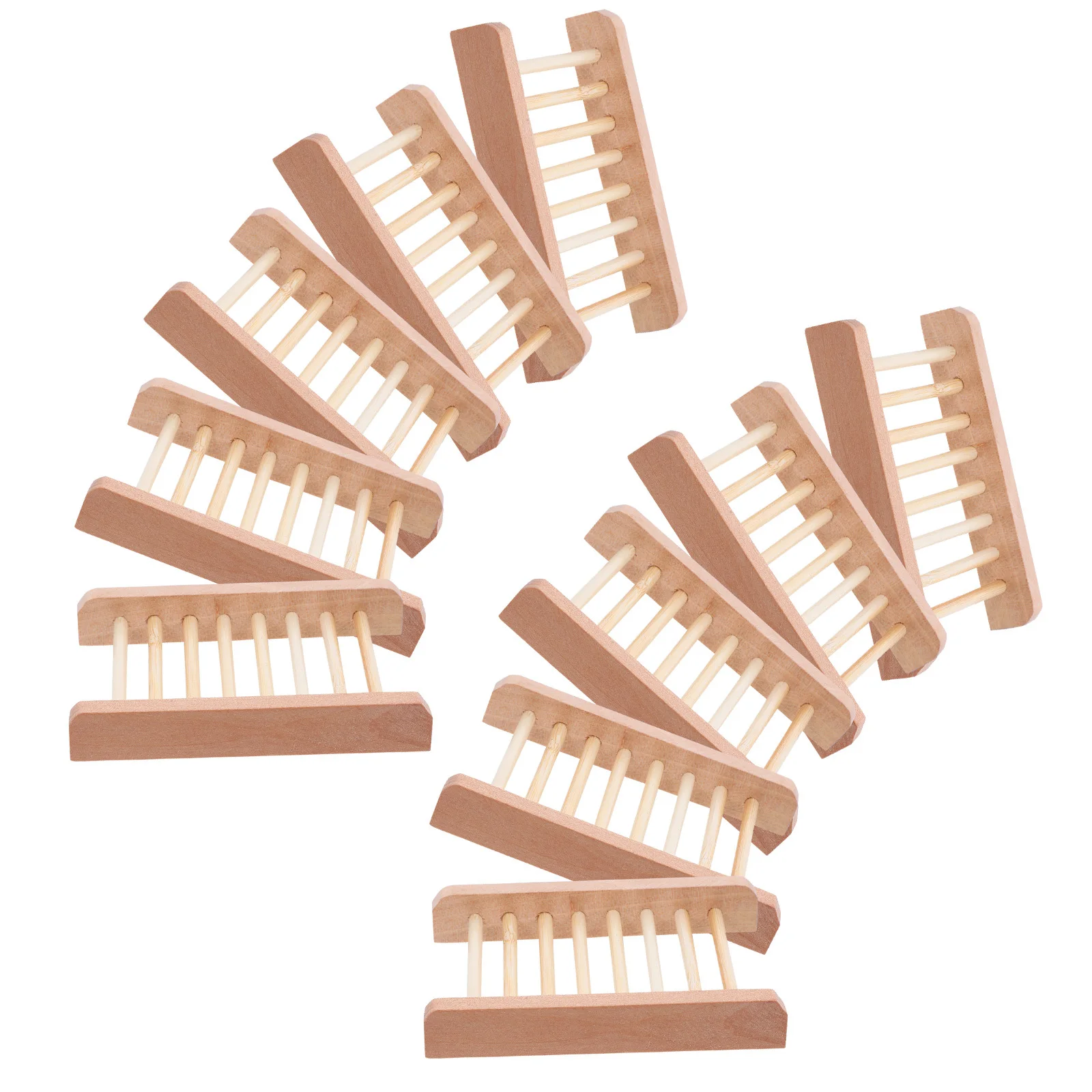 

10pcs Bar Holder Wooden Soap Tray With Drainage For Shower Bathroom Kitchen Storage Craft Display Bamboo Soap Dish